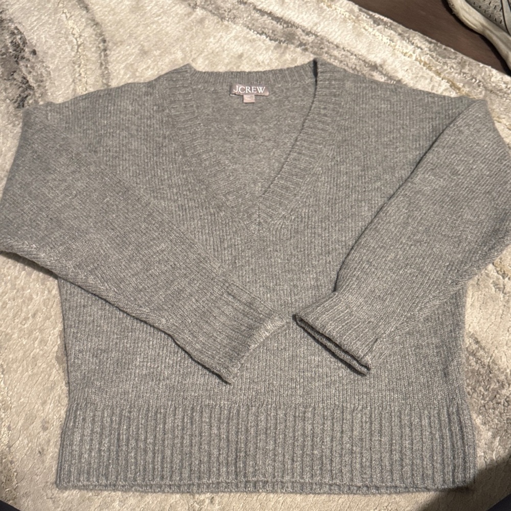 J. Crew Women's Soft Gray V-Neck Sweater